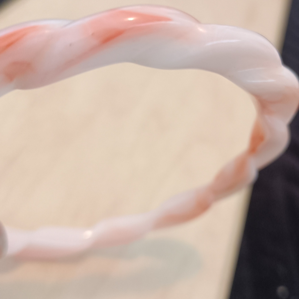 Twisted Resin Bangle Bracelet in Pink and White